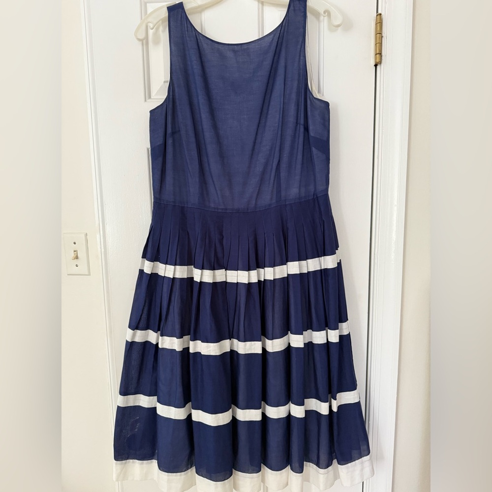 Talbots Dress in Navy with White Stripes.
